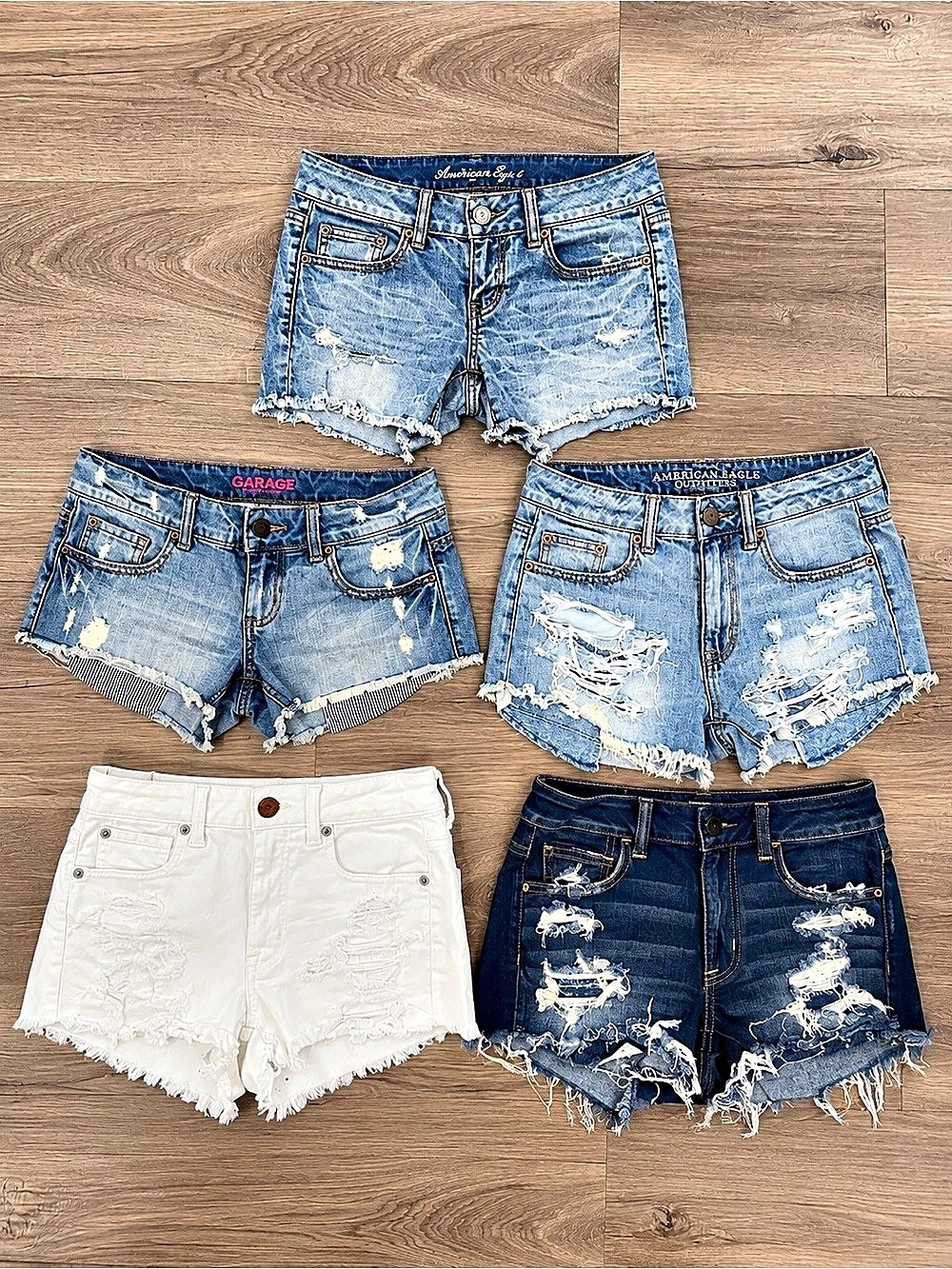 American Eagle & Garage Women’s Distressed Denim Shorts Bundle XS Sizes 0–4